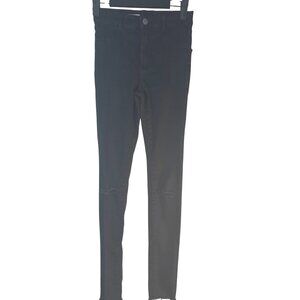 2/$30 ZARA Trafaluc Size 2 Black Denim Mid-Rise Skinny Jeans Frayed Hem